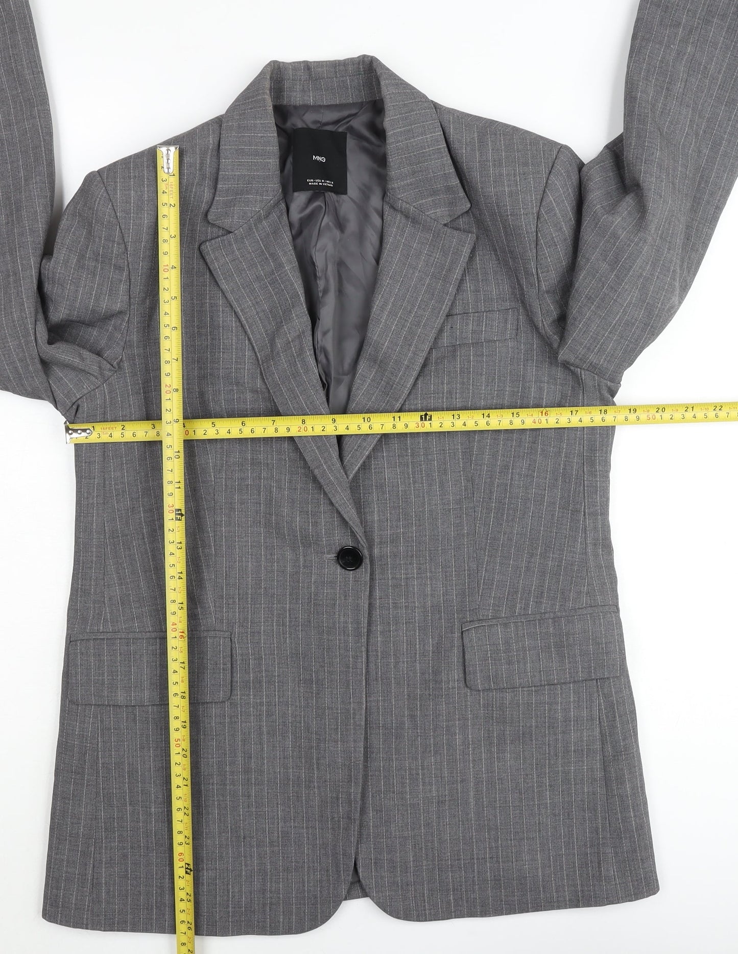 Mango Men’s Grey Pinstripe Slim Fit Blazer Jacket M