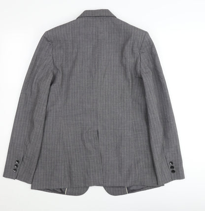 Mango Men’s Grey Pinstripe Slim Fit Blazer Jacket M