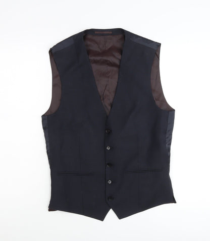 Next Signature Men's Blue 38R Waistcoat Formal Wool Blend