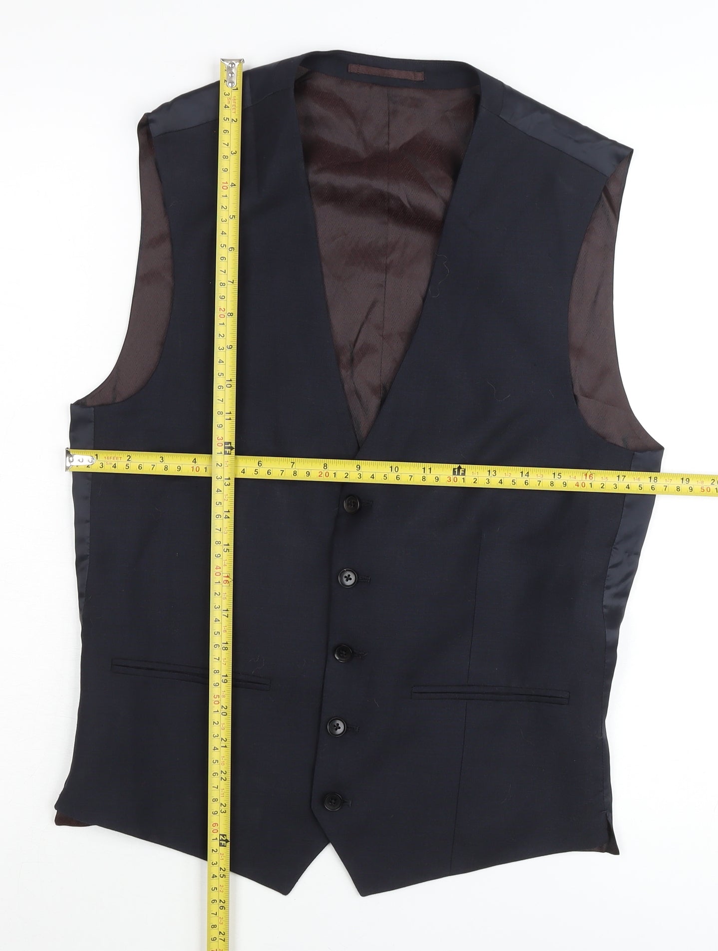 Next Signature Men's Blue 38R Waistcoat Formal Wool Blend