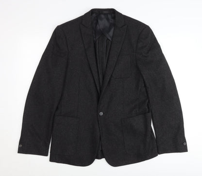 AR RED Men’s Grey Wool Blend Blazer Jacket 38R Regular Fit