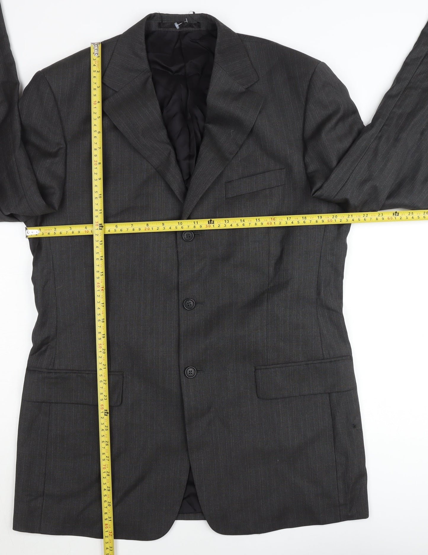 Marks and Spencer Men’s Grey Wool Pinstripe Blazer Jacket 40L