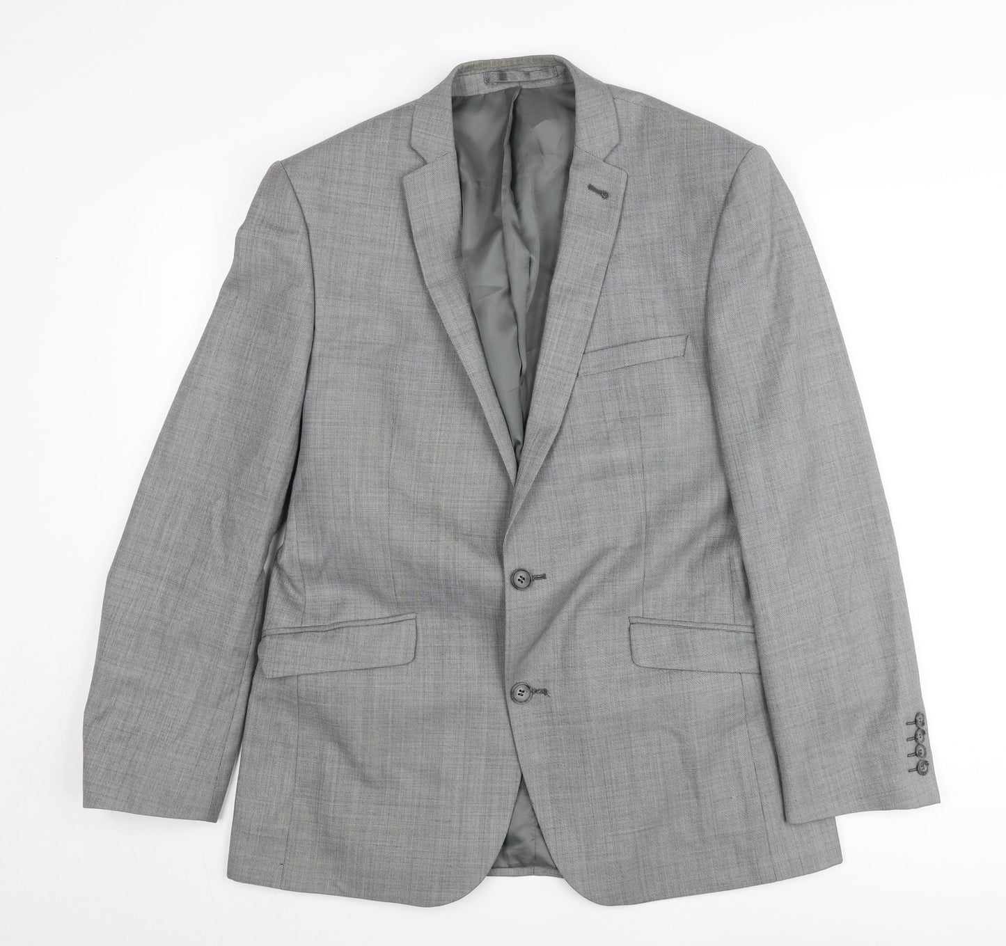 Racing Green Men's Grey Wool Blend Blazer Jacket 40in Chest Regular Fit