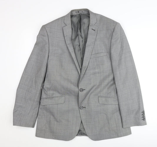 Racing Green Men's Grey Wool Blend Blazer Jacket 40in Chest Regular Fit