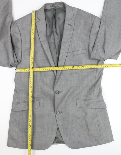 Racing Green Men's Grey Wool Blend Blazer Jacket 40in Chest Regular Fit