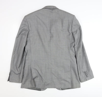 Racing Green Men's Grey Wool Blend Blazer Jacket 40in Chest Regular Fit