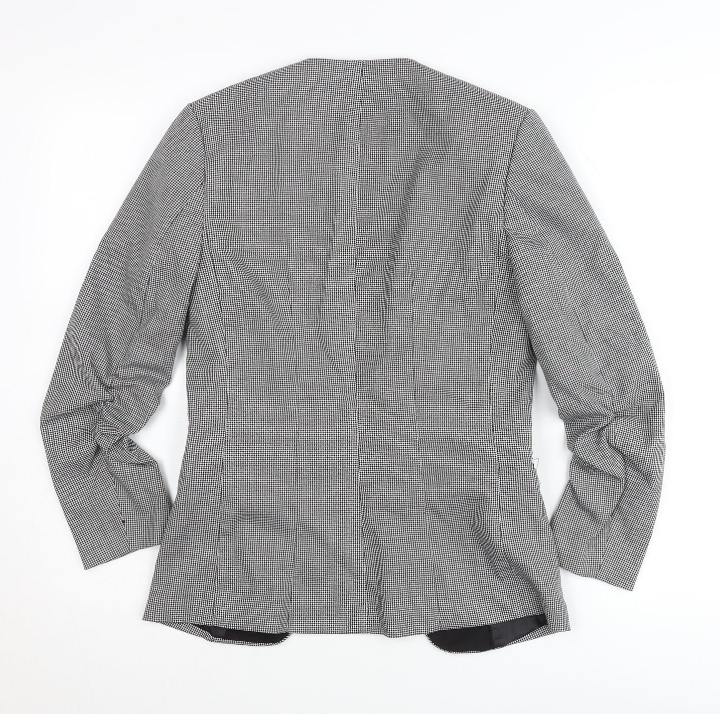 H&M Women Black Houndstooth Slim Fit Blazer Jacket Size 6