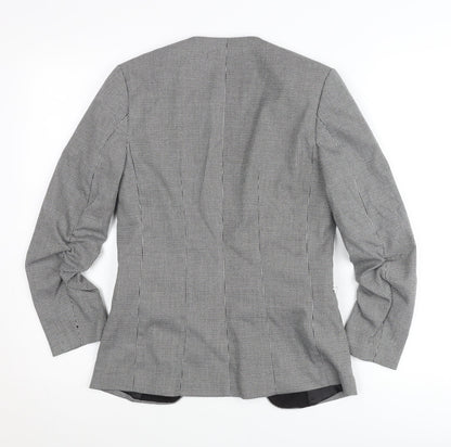 H&M Women Black Houndstooth Slim Fit Blazer Jacket Size 6