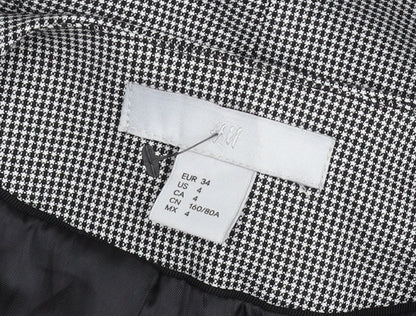 H&M Women Black Houndstooth Slim Fit Blazer Jacket Size 6