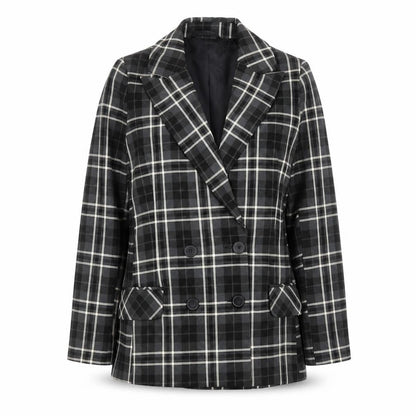 Primark Women’s Black Check Plaid Blazer Jacket Size 10 Double-Breasted