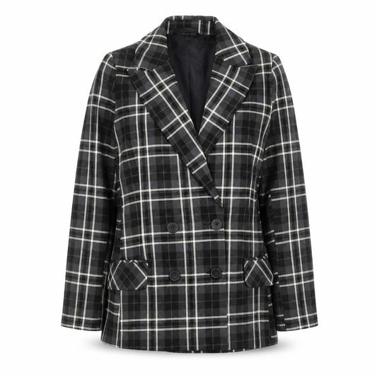 Primark Women’s Black Check Plaid Blazer Jacket Size 10 Double-Breasted