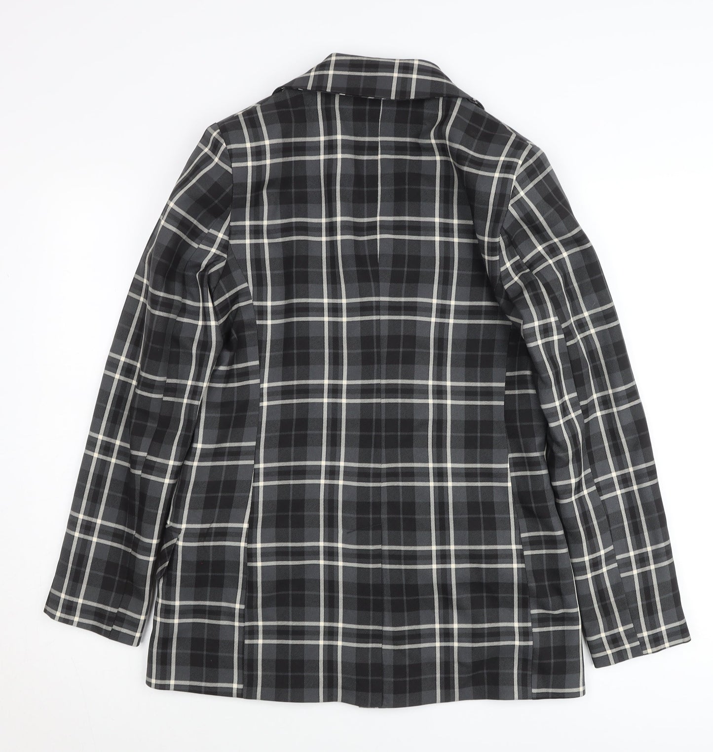 Primark Women’s Black Check Plaid Blazer Jacket Size 10 Double-Breasted