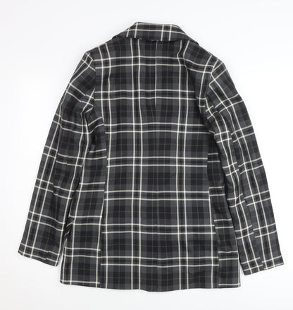 Primark Women’s Black Check Plaid Blazer Jacket Size 10 Double-Breasted