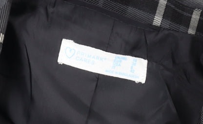 Primark Women’s Black Check Plaid Blazer Jacket Size 10 Double-Breasted