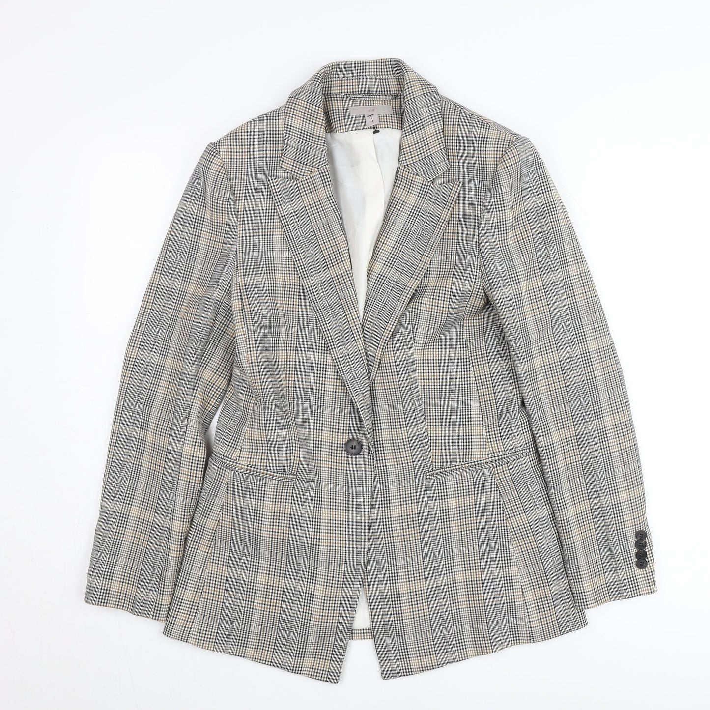 H&M Women’s Multicoloured Checked Blazer UK 8 Regular Fit