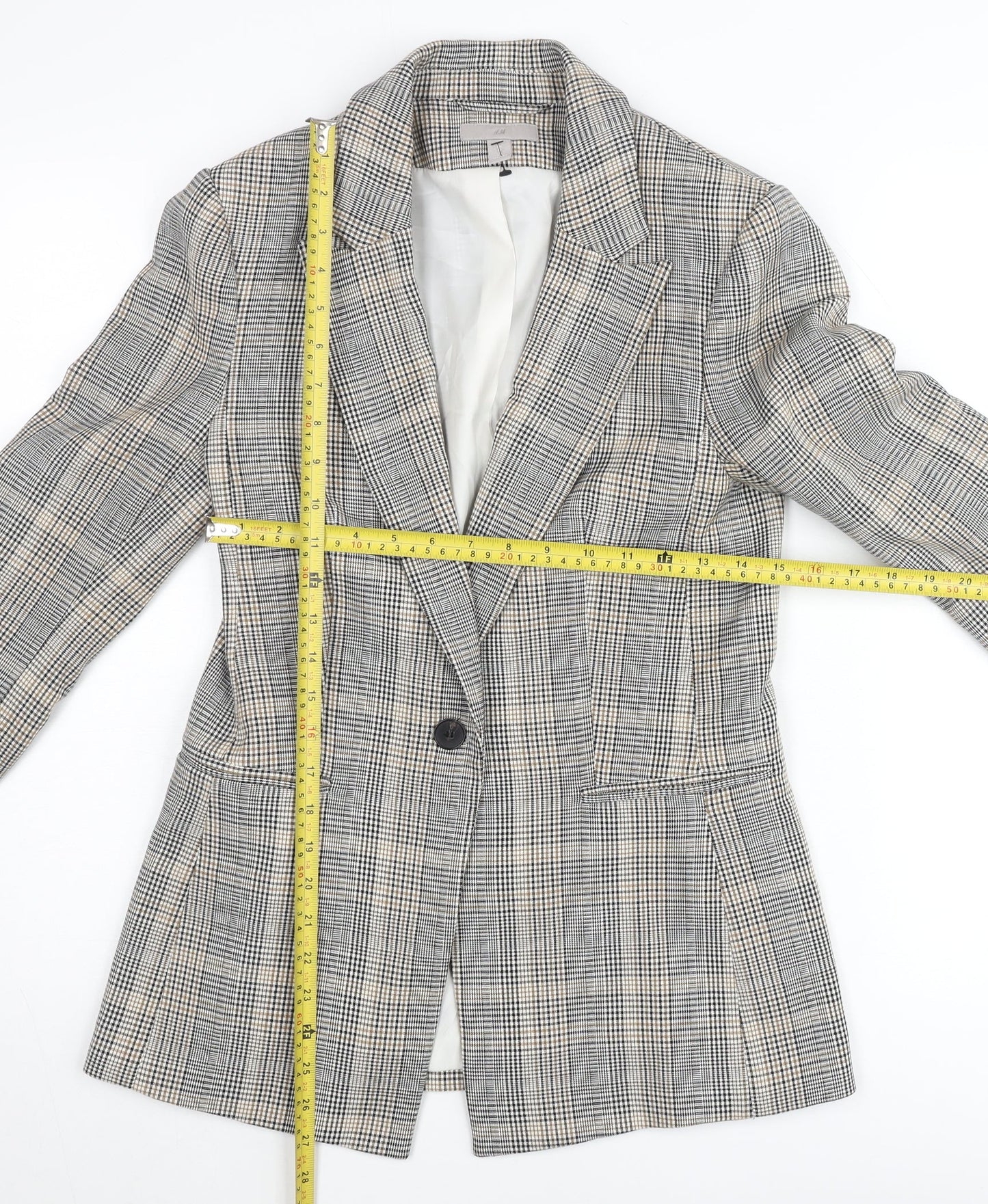 H&M Women’s Multicoloured Checked Blazer UK 8 Regular Fit