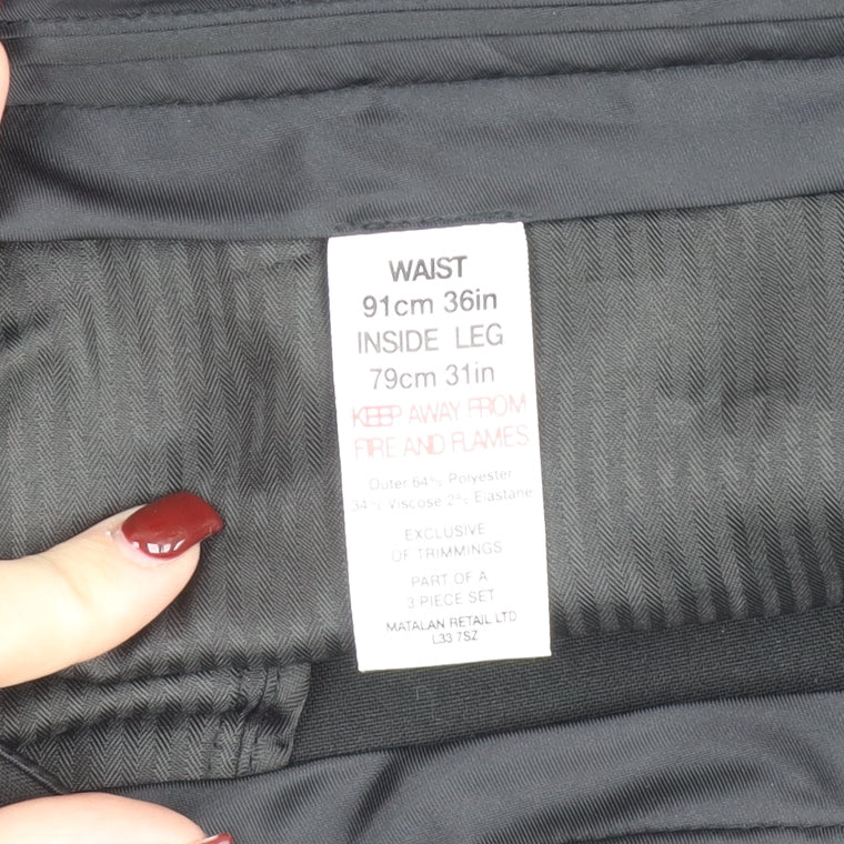 Taylor & Wright Men's Black 36R Tailored Dress Trousers