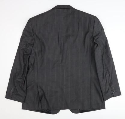 Jack Reid Men's Grey Pinstripe Blazer 46R Regular Two-Button Jacket