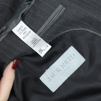 Jack Reid Men's Grey Pinstripe Blazer 46R Regular Two-Button Jacket