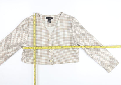 MIKI Women's Beige Houndstooth Cropped Suit Jacket Size S