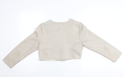 MIKI Women's Beige Houndstooth Cropped Suit Jacket Size S