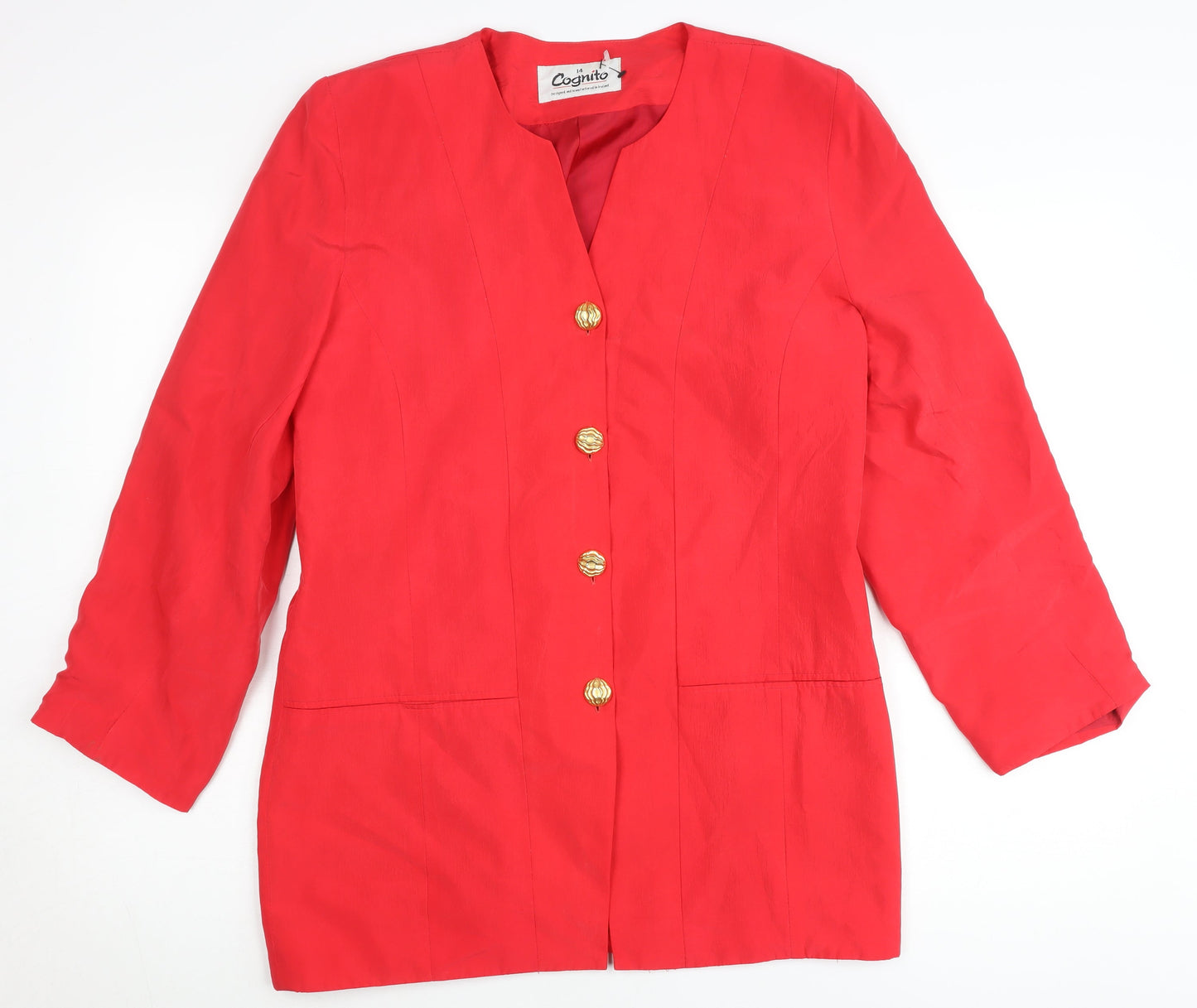 Cognito Womens Red Size 14 Tailored Single-Breasted Jacket