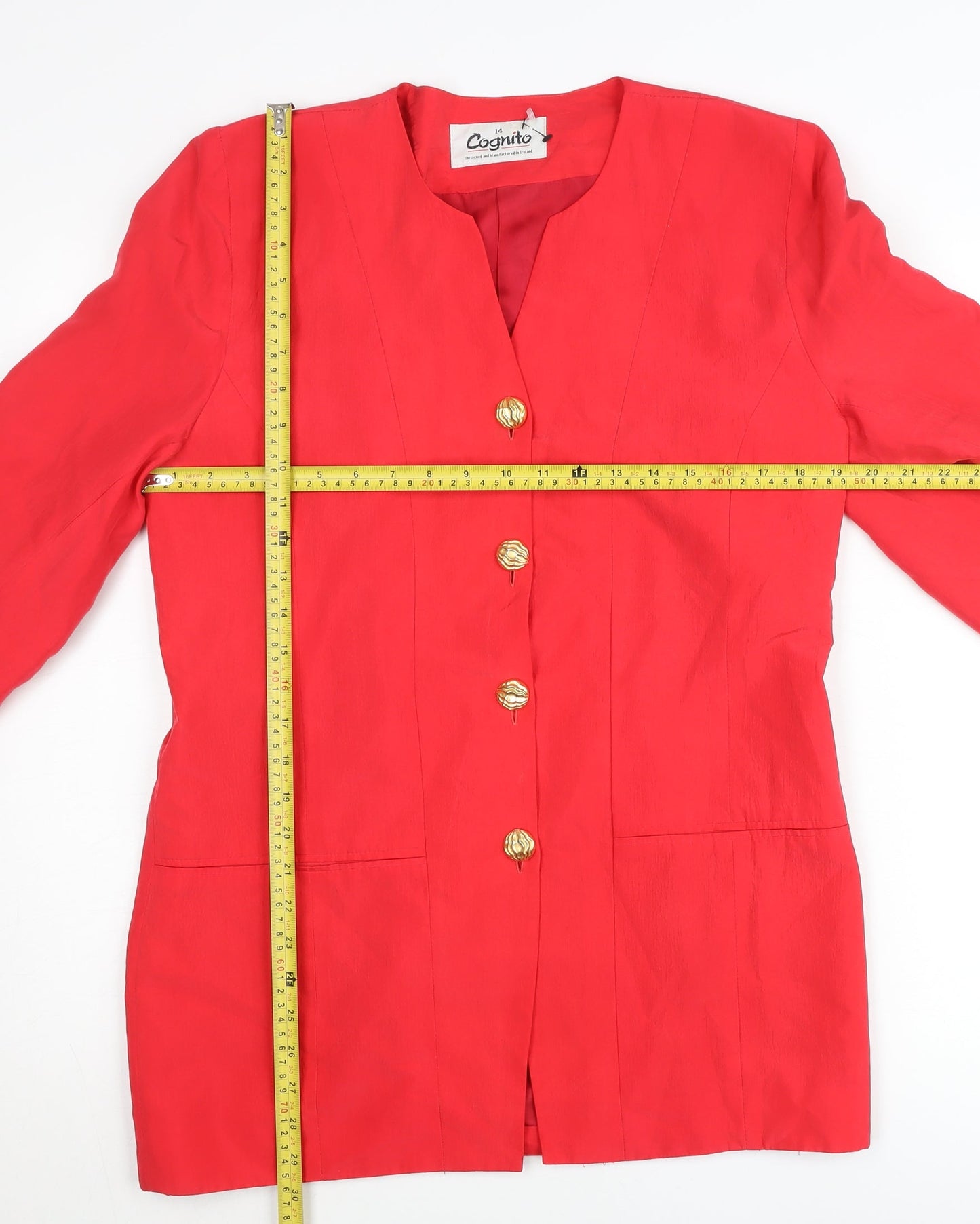 Cognito Womens Red Size 14 Tailored Single-Breasted Jacket