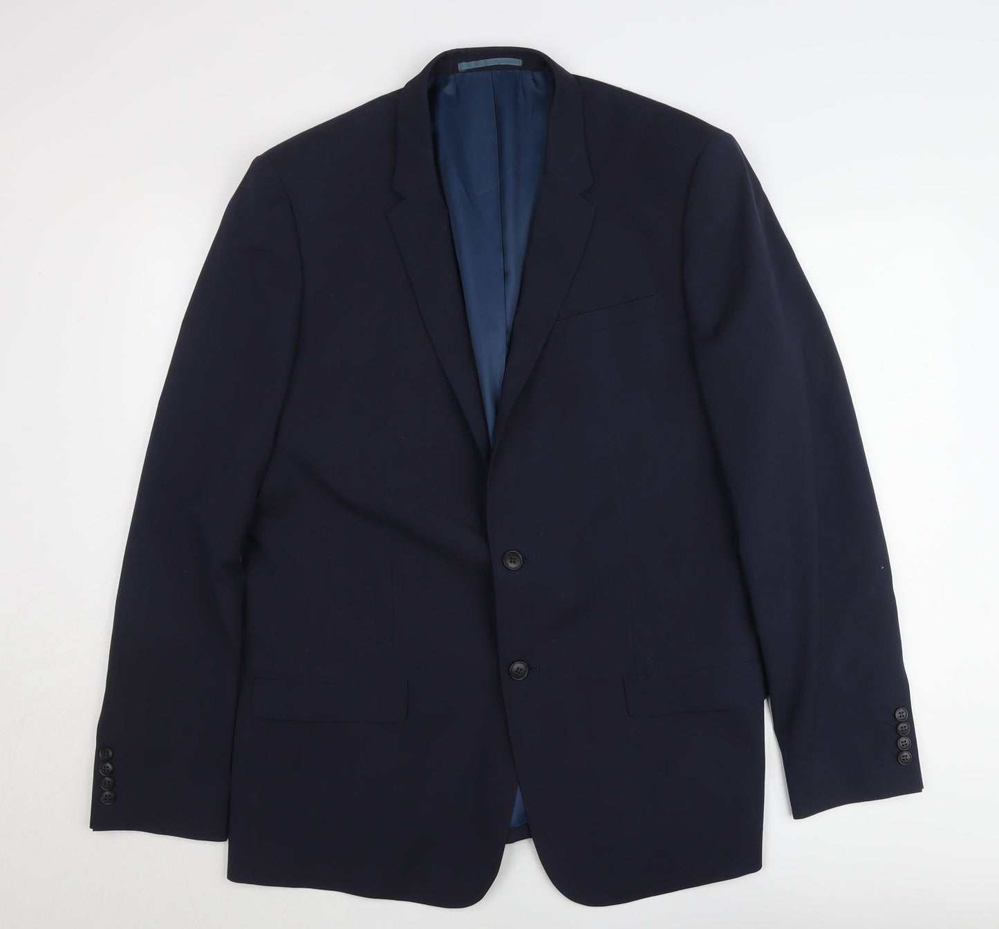 River Island Men’s Blue 46L Blazer Jacket Two-Button Notch Lapel
