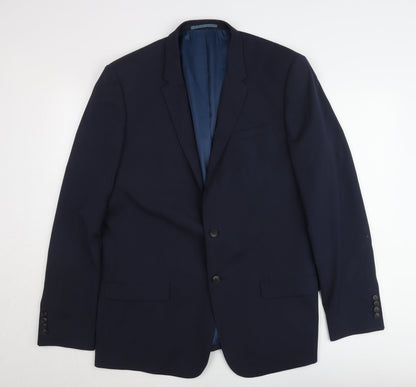 River Island Men’s Blue 46L Blazer Jacket Two-Button Notch Lapel