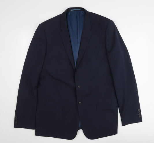 River Island Men’s Blue 46L Blazer Jacket Two-Button Notch Lapel