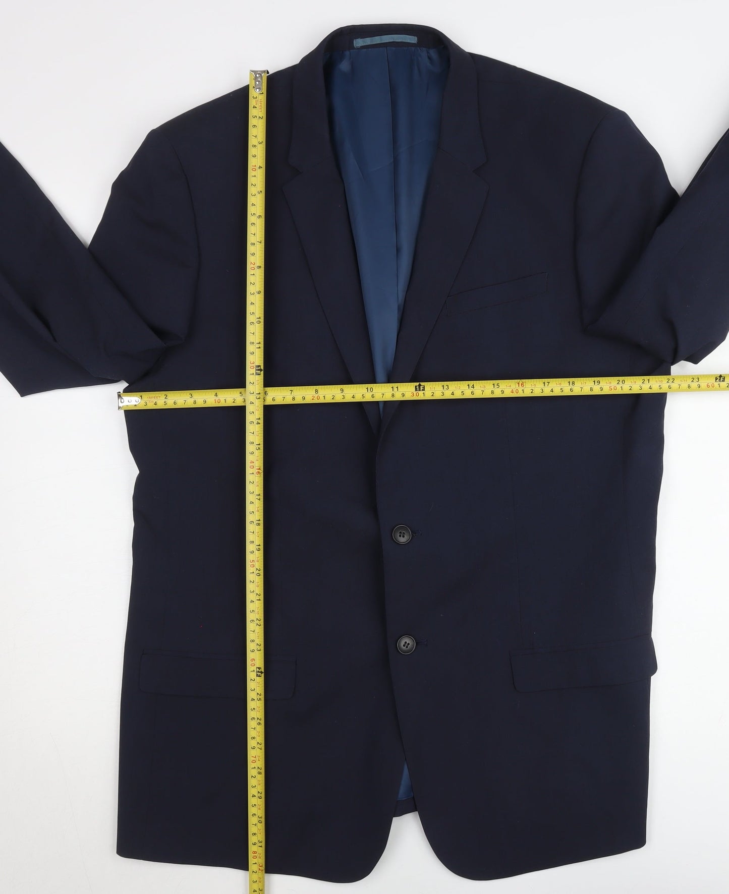 River Island Men’s Blue 46L Blazer Jacket Two-Button Notch Lapel