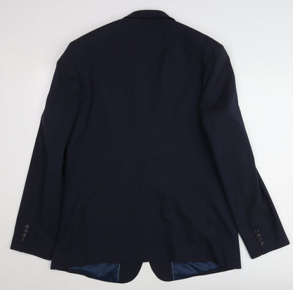 River Island Men’s Blue 46L Blazer Jacket Two-Button Notch Lapel