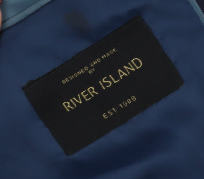 River Island Men’s Blue 46L Blazer Jacket Two-Button Notch Lapel