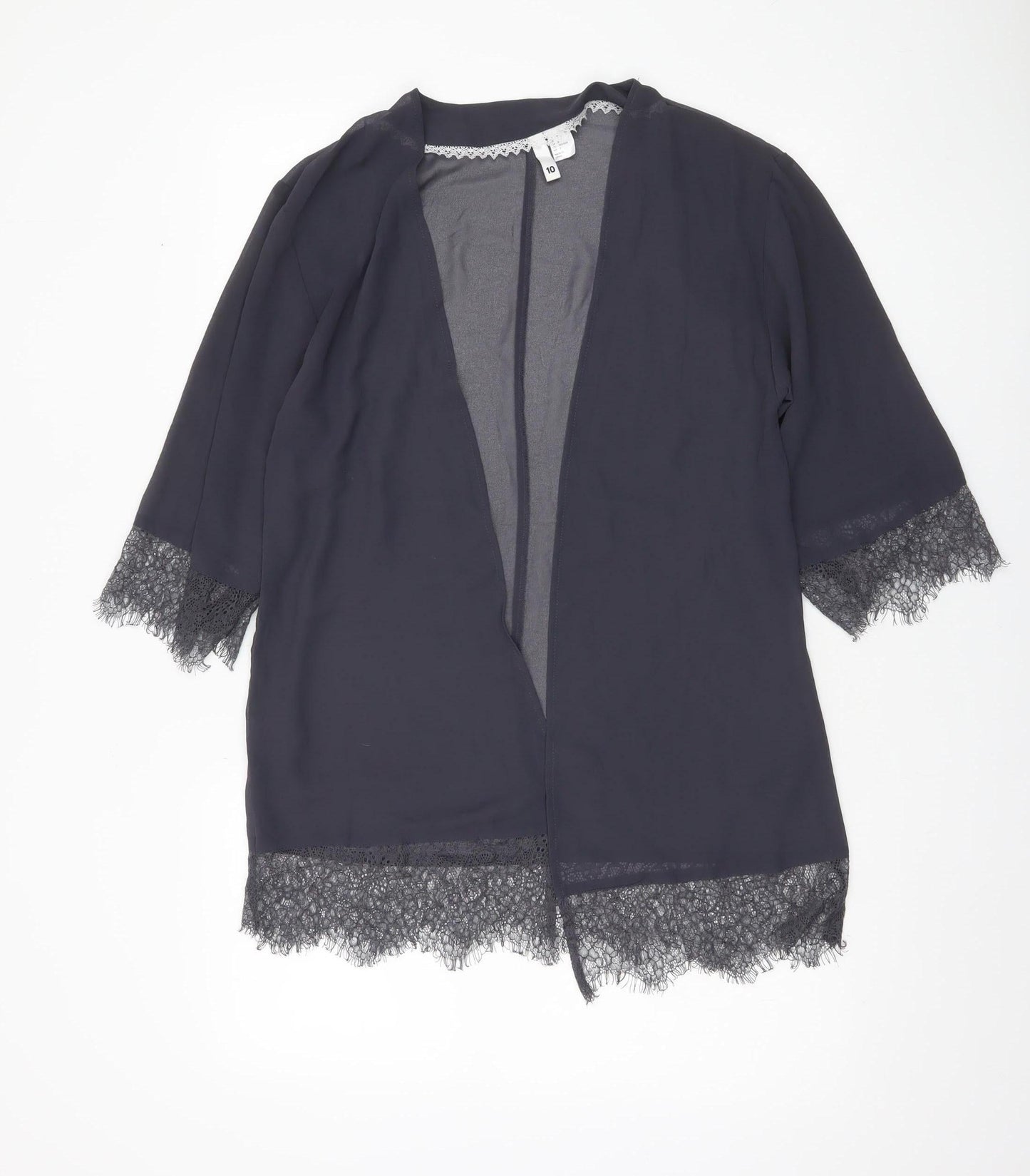 Womens UK Size 10 H&M Black Kimono Blouse