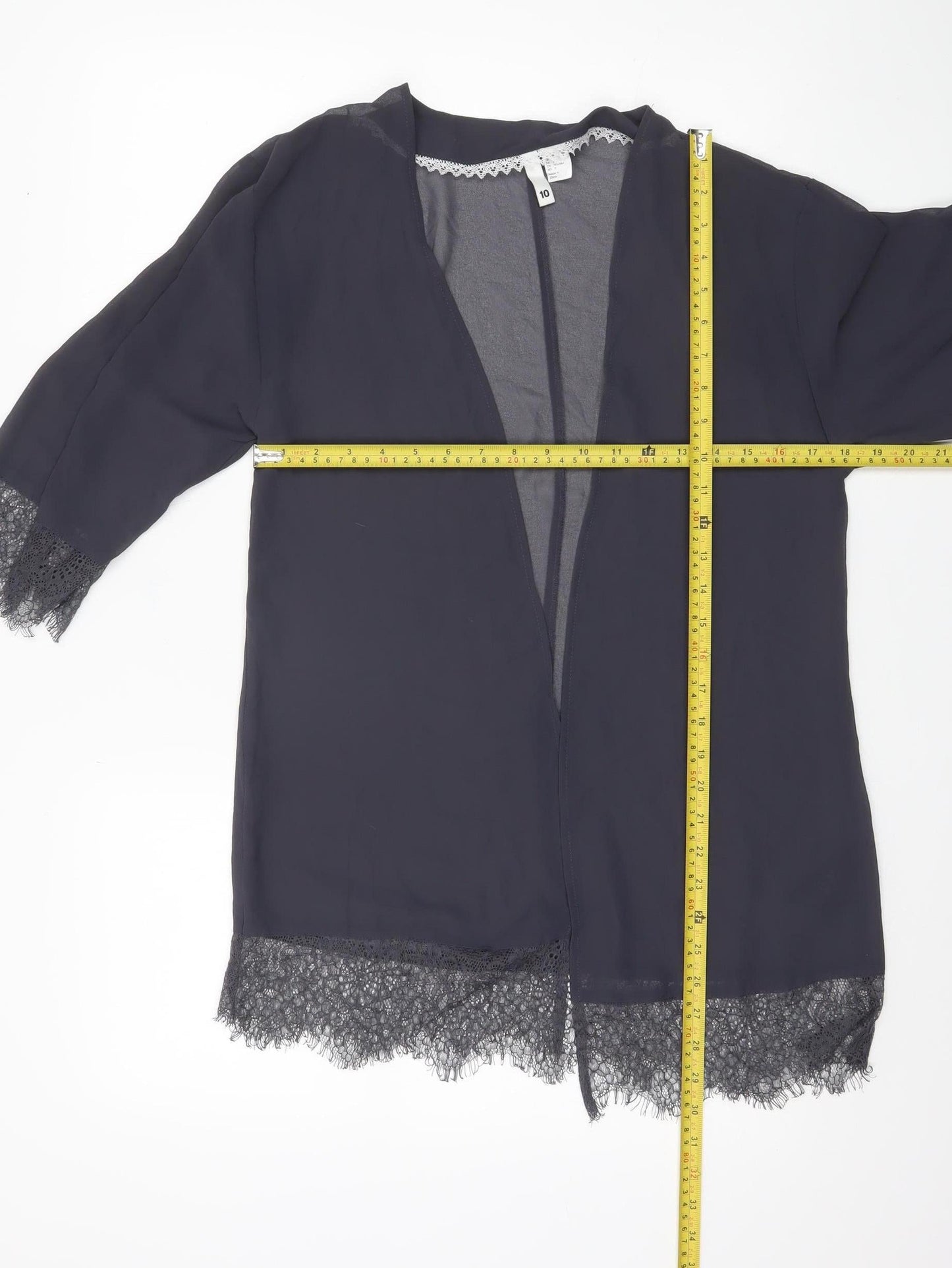 Womens UK Size 10 H&M Black Kimono Blouse