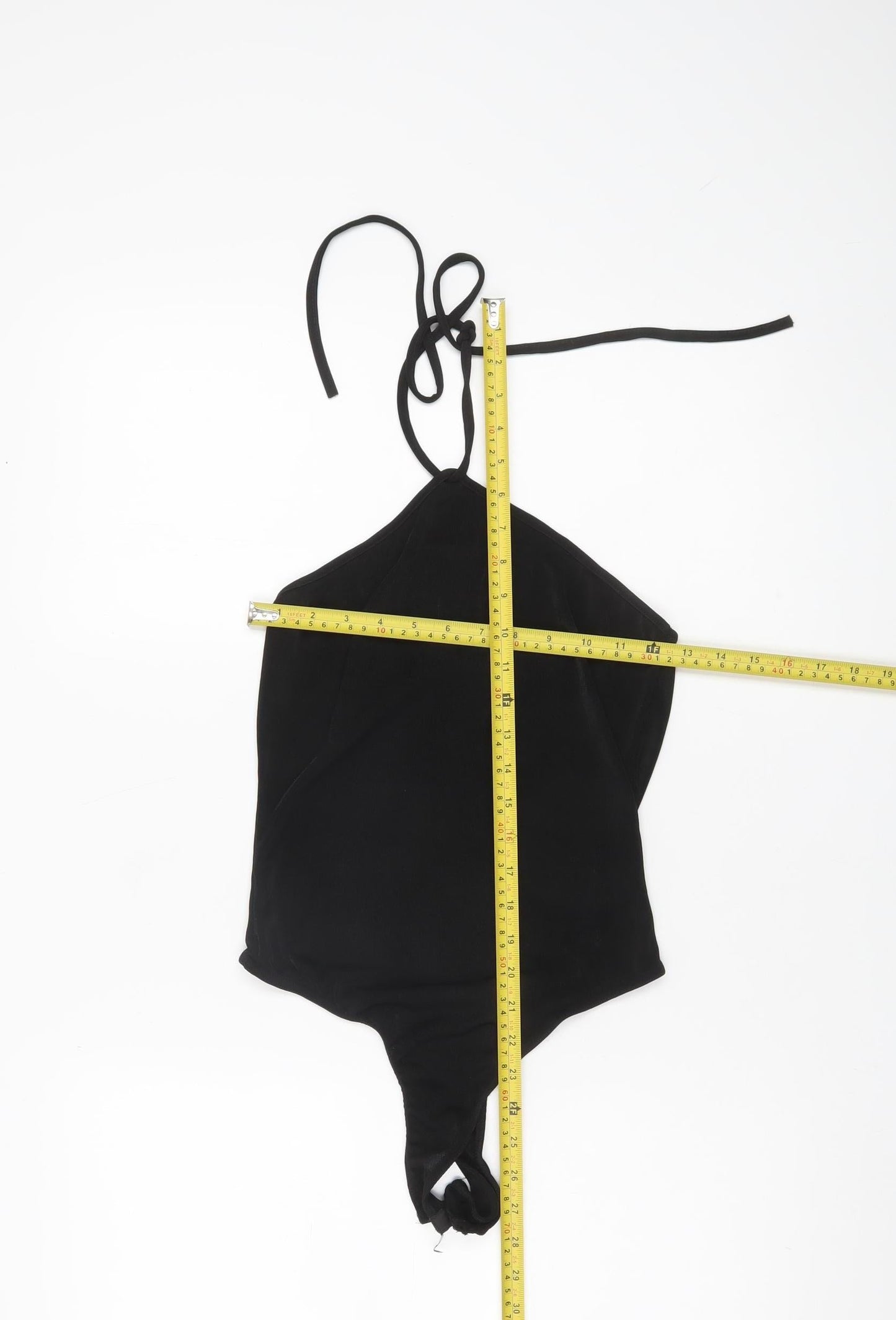 PrettyLittleThing Womens Black Halter Bodysuit Size 12 Slim Fit