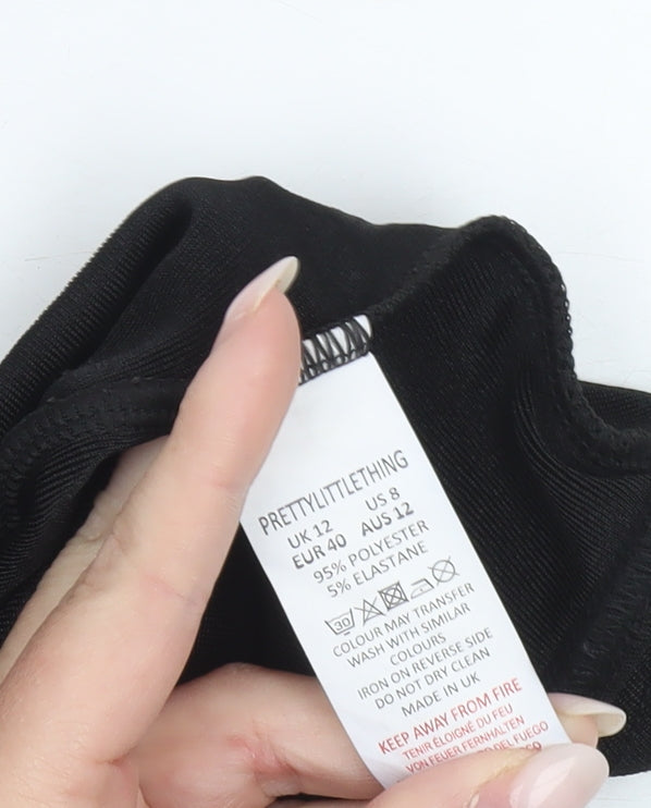 PrettyLittleThing Womens Black Halter Bodysuit Size 12 Slim Fit