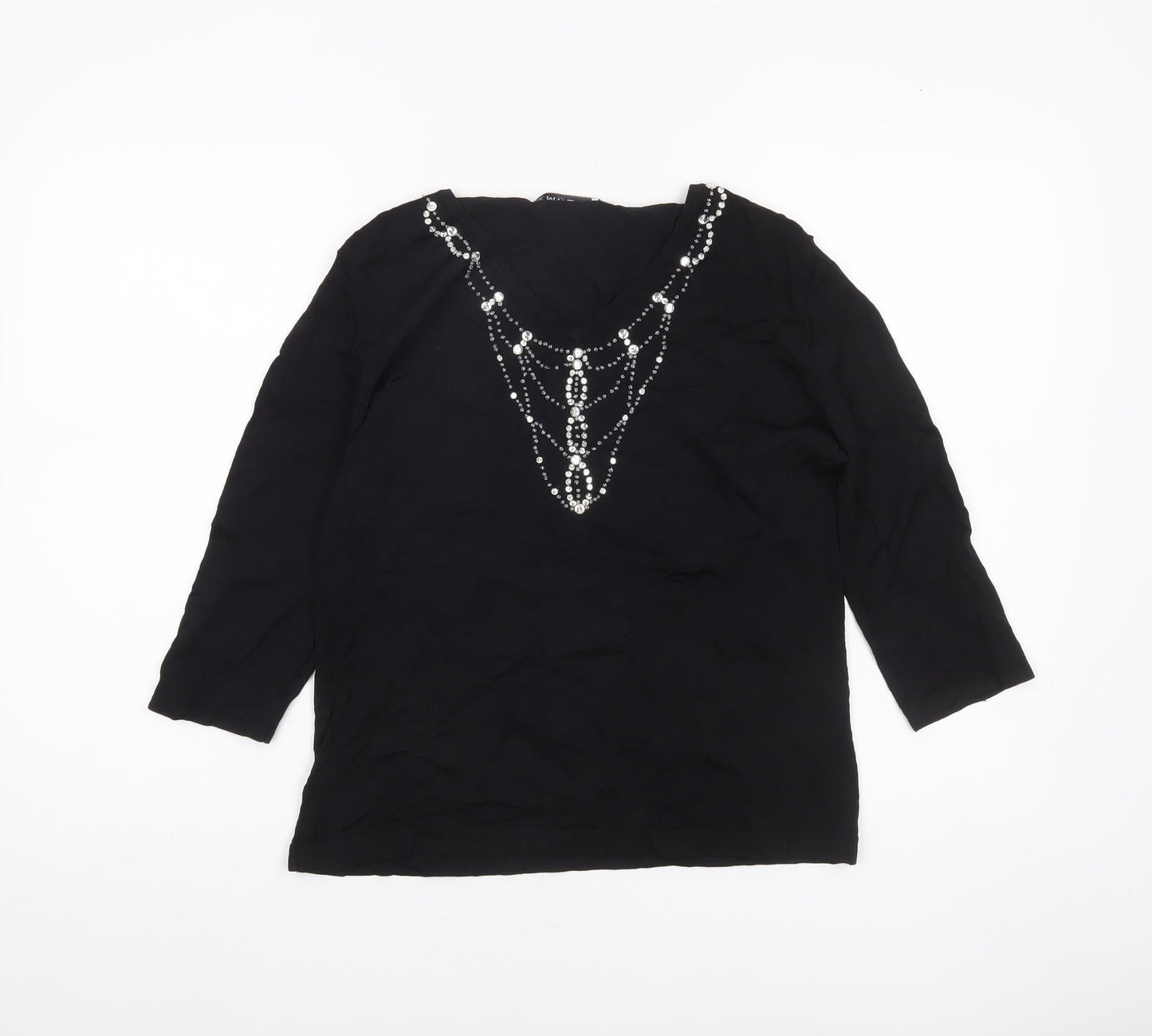 Womens UK Size 12 Emreco Black Tunic Blouse