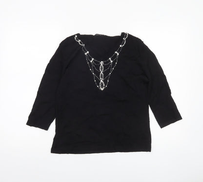 Womens UK Size 12 Emreco Black Tunic Blouse