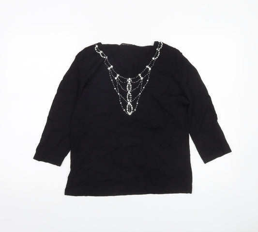 Womens UK Size 12 Emreco Black Tunic Blouse