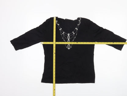 Womens UK Size 12 Emreco Black Tunic Blouse
