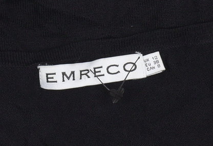 Womens UK Size 12 Emreco Black Tunic Blouse