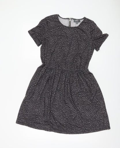 Apricot Women’s Black Animal Print Skater Dress UK 10 Knee Length