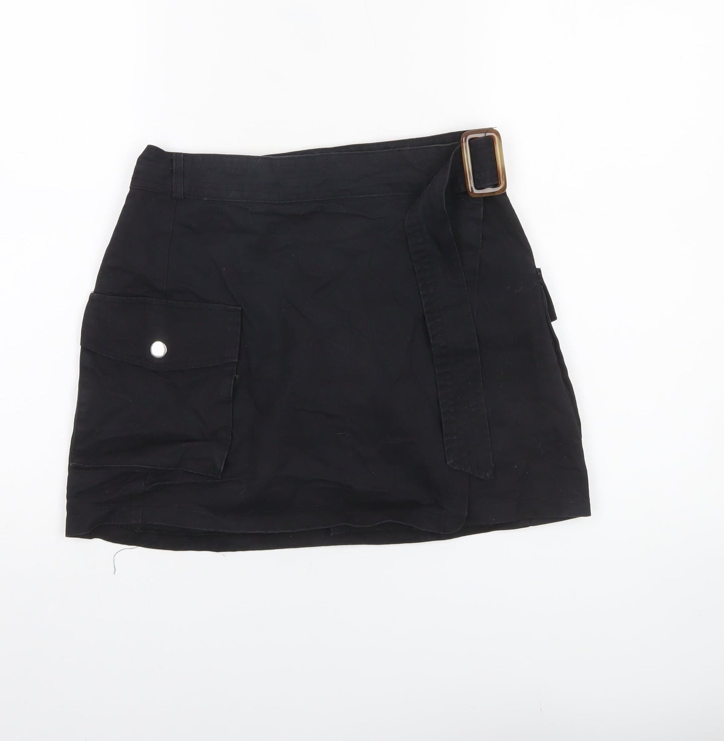 Nasty Gal Womens Black Cotton Cargo Skirt UK 12 Short Casual