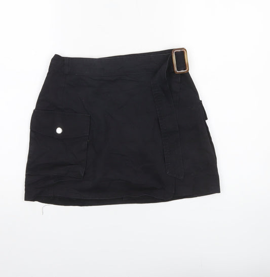 Nasty Gal Womens Black Cotton Cargo Skirt UK 12 Short Casual