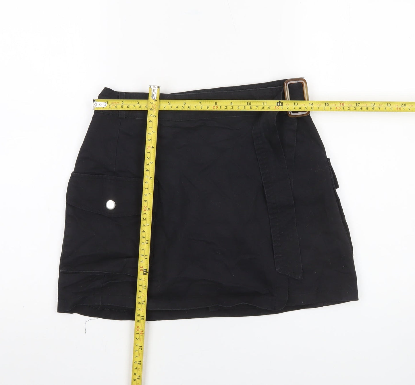 Nasty Gal Womens Black Cotton Cargo Skirt UK 12 Short Casual