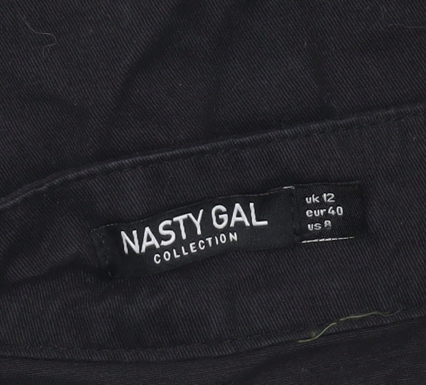 Nasty Gal Womens Black Cotton Cargo Skirt UK 12 Short Casual