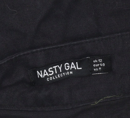 Nasty Gal Womens Black Cotton Cargo Skirt UK 12 Short Casual