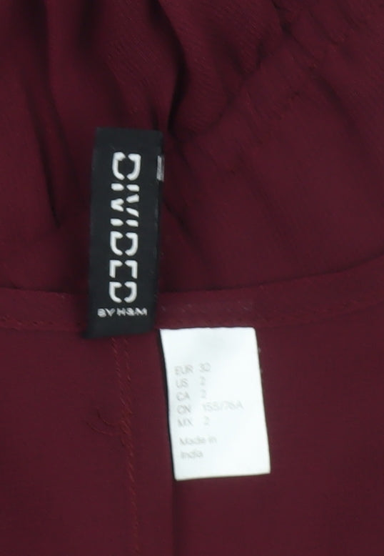 H&M Women’s Red Skater Dress Size 2 Sleeveless Scoop Neck