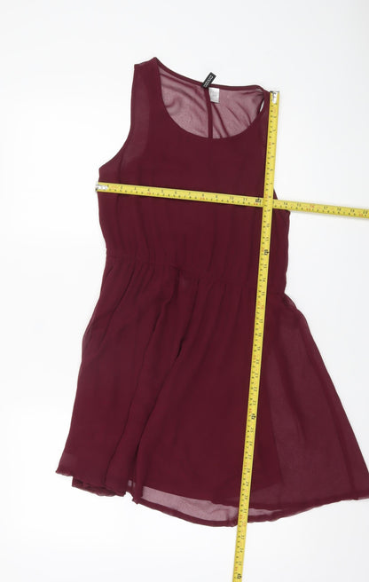 H&M Women’s Red Skater Dress Size 2 Sleeveless Scoop Neck